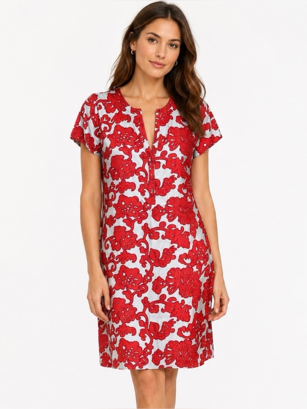 Boden Silk Floral V-Neck Dress